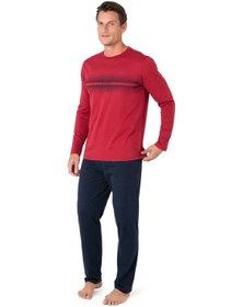 Resim Pierre Cardin Erkek Uzun Kollu Bisiklet Yaka Pijama Takım 6102-bordo-s Çok Renkli 
