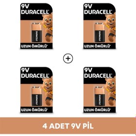 Resim Duracell 6LR61/MN1604 Alkalin 9V Pil 4'lü 