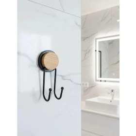 Resim Okyanus Home Ahşap Desenli Magic Fix Sihirli Yapışkan Siyah Ikili Askı 