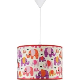 Resim Şenay Aydınlatma Çocuk Odası Silindir Kumaş Sarkıt Avize-Kırmızı Fil 