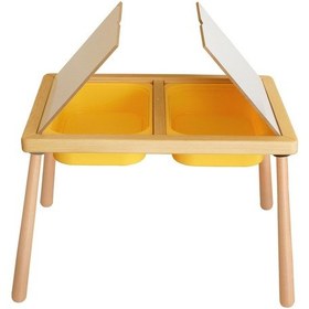 Resim Woodnjoy Wood & Joy Doğal Ahşap Duyusal Çocuk Aktivite Masası Oyun Masası Ve Çocuk Çalışma Masası Sarı 