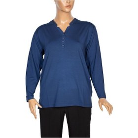 Resim Cimariva Kadın Neval Büyük Beden V Yaka Taşlı Indigo Bluz 