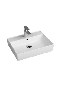 Resim Aqua Bagno Plan Tezgah Üstü Kare Lavabo Beyaz 60 x 45 CM 