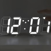 Resim Modern 3D Luminous Digital Duvar Saati, Sessiz Alarm, Sıcaklık ve Tarih Gösterimi ile - Ev Ofisi, Öğrenci Odası için Şık Beyaz Plastik Tasarım - Pil ile Çalışır (Düğme Hücre Dahil Değil), Oturma Odası için Saat, Minimalist Tasarım, Dayanıklı Yapı 