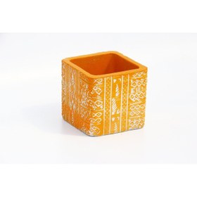 Resim Kaktüs Saksısı - El Yapımı Arkaik Turuncu Renk 