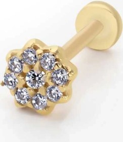 Resim Cherry By Özkonak Çiçek Model Taşlı Tragus Piercing Sarı 