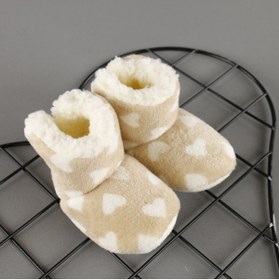 Resim bebegci Kaydırmaz Tabanlı Kalp Baskılı Çocuk Bebek Panduf Unisex 