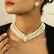Resim 2 Adet Şık Retro Saray Tarzı Yapay Lüks Kolye ve Küpe Takı Seti 