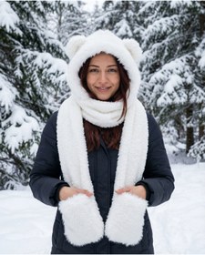 Resim LAGRANZE Teddy Warm Kadın Kış Atkı Bere Seti 