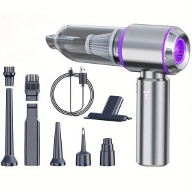 Resim Kablosuz Araba Süpürgesi, 3 Hız Ayarlı, Elde Tutulan LED Güç Ekranı, Taşınabilir Ev Süpürgesi, ABS Reçine, USB Şarj, 85dB Düşük Gürültü, 12KPa Emiş Gücü, Aksesuar Kiti ve Kartuş Filtre ile, Otomotiv ve Ev Kullanımı için 