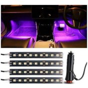 Resim Trendooze Turcoshop11 Pembe 4 Parça Led Araç İçi Neon Işık Seti 12v Uzaktan Kumandalı Renk Değiştirir 