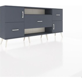 Resim Arges Konsol 2 Raflı 3 Çekmeceli 2 Kapaklı 176x30x83 Antrasit-antrasit/antrasit Antrasit/antrasit 