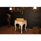 Resim Wooding Masif Naturel Beyaz Komodin - Yan Sehpa 