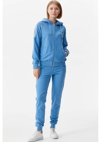Resim Sim Örgü Detaylı Kapüşonlu Eşofman Takım - Mavi Mavi 