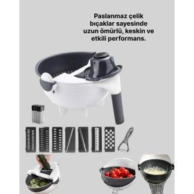 Resim Pileli Store Mutfak Için Pratik 5 Bıçaklı Rende ve Süzgeç Seti 