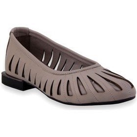 Resim Albini 10387 Hakiki Deri Kadın Babet - Vizon 