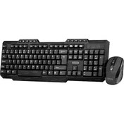 Resim Dark DK-AC-KMW1000 Uyumlu BUTONLU TÜRKÇE Q SİYAH KABLOSUZ KLAVYE MOUSE SET 