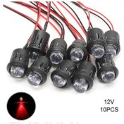 Resim 10 Adet/takım 12v 10mm Önceden Kablolanmış Sabit Led Ultra Parlak Su Berrak Ampul Kablosu 20cm Önceden Kablolanmış Led Kırmızı 