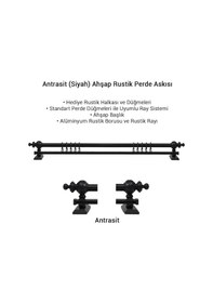 Resim Antrasit Ahşap Rustik Perde Askısı - Raylı Rustik Borusu 