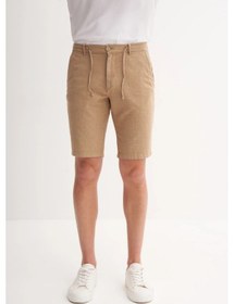 Resim Cazador Slim Fit Dar Paça Keten Bermuda Şort 6108 CAMEL 