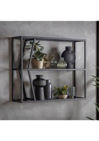 Resim Miranda Siyah Metal&cam Duvar Rafı 