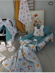 Resim %100 Pamuk Çok Amaçlı Çift Katlı Çift Kullanımlı Müslin Yeni Doğan Bebek Seti 16 Parça 