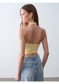 Resim Dilvin 32690 Halter Yaka Dantel Detaylı Top-açık Sarı 