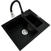 Resim Polex Cristalüx Granit Eviye P-04+Spiralli Siyah 