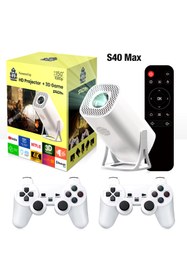 Resim Genel Markalar S40 Max 4K HD 1080P Bluetoothlu Projektör + 2 Kablosuz Joystickli & Dahili 3000 Oyun 