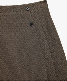 Resim Koton Düğme Detaylı Pileli A Kesim Etek Kahverengi Desenli 6wkg70015aw Kahverengi Desenli 