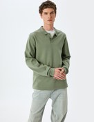 Resim Pamuklu İnterlok Kumaş Polo Yaka Sweatshirt 