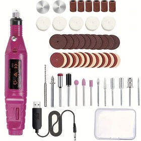 Resim 58 Parça Matkap ve Cilalama Alet Seti, DIY Takı, Cam, Ahşap ve Plastik için Çok Fonksiyonlu Elektrikli Tel Mini Oyma Makinesi Cilalama Kalemi. 