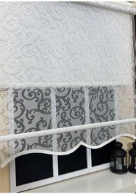 Resim Çift Mekanizmalı Kirli Beyaz Tül Perde Ve Ekru Stor Perde Stb-99 