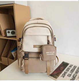 Resim Lumaworld Gao Laı Fashıon Haki Trendy Naylon Kontrast Renkli Sırt Çantası Öğrenciler İçin Ayarlanabilir Askılar Fermuarlı Haki 