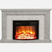 Resim Dlc 1800W Gri Beton Desen Dekoratif Şömine 
