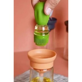 Resim Mbb E-Ticaret Hazneli Silikon Uçlu Cam Yağdanlık Sirke Yağ Yumurta ve Sos Fırçası 