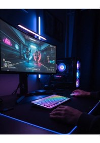 Resim Bluetooth Klavye Mouse Seti Aydınlatmalı Türkçe Q Ergonomik Tasarım 