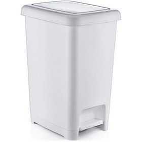 Resim Plastik Beyaz Slim Pedallı Çöp Kovası 40 Litre Beyaz 