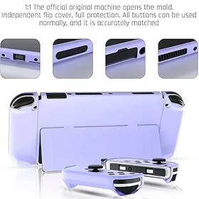 Resim FUNDIARY Nintendo Switch OLED Model 2021 için Yerleştirilebilir Mor Kılıf, Ekran Koruyucu ve 4 Parmak Kavrama Kapağı ile Switch OLED Konsol ve Joycon için Aksesuar Kapağı - Flip Shell ile Tam Koruma 