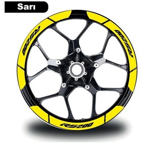 Resim Sarı Bajaj Pulsar Rs200 Geniş Jant Sticker Etiket Modeli 