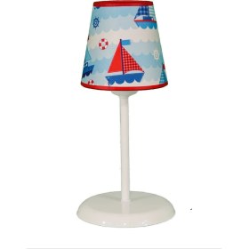Resim Şenay Aydınlatma Çocuk Odası Konik Kumaş Küçük Abajur-Mavi Yelken 