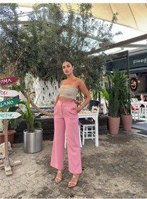 Resim WeShaya Pudra Likralı Palazzo Pantolon Pudra 