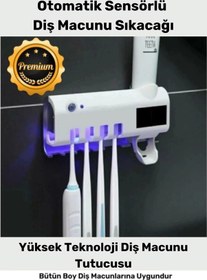 Resim Yeni Seri Güneş Enerjili Usb Şarjlı Diş Macun Sıkacağı Sterilizatörlü 4 Adet Diş Fırçalığı Tutucu Çok Renkli 