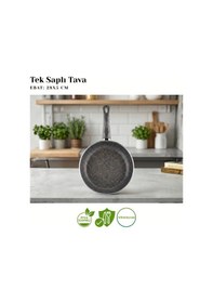 Resim 28 Cm Granit Tek Saplı Tava - Siyah Siyah 