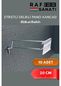 Resim Etiketli Delikli Pano Kancası 20 Cm 10 Adet Tel Askı Kancası Delikli Panel Raf Askısı Fon Kancası Etiketli Metalik 
