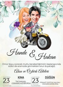 Resim Kişiye Özel Karikatürlü Bitmeyen Düğün Davetiyesi Model 20 