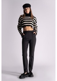 Resim Braccas Kadın Yandan Cepli Beli Lastikli Slim Fit Jogger Pantolon Siyah Siyah 