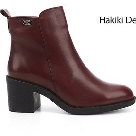 Resim Gönderi R Bordo Fermuarlı Kalın Topuklu Hakiki Deri Bot Bordo 