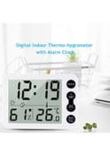 Resim Vkemall Ts-9606 Ev Ofis İçin Dijital Termo-higrometre: Lcd Ekranlı Saat, Geri Sayım, Nem-sıcaklık Ölçer, Sıcaklık Birimi Değiştirilebilir Pil Yok 