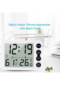 Resim Vkemall Ts-9606 Ev Ofis İçin Dijital Termo-higrometre: Lcd Ekranlı Saat, Geri Sayım, Nem-sıcaklık Ölçer, Sıcaklık Birimi Değiştirilebilir Pil Yok 